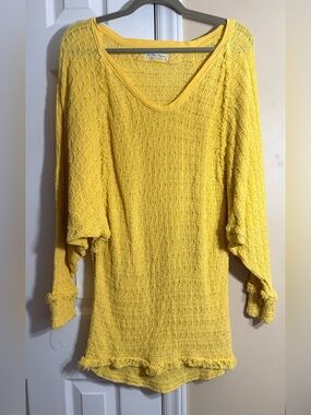 We The Free sunny yellow open-knit sweater